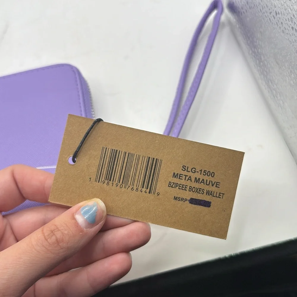 NWT Steve Madden Purple Wristlet Bzipeee Boxed Wallet Clutch Zip Around ID Card - Picture 8 of 16